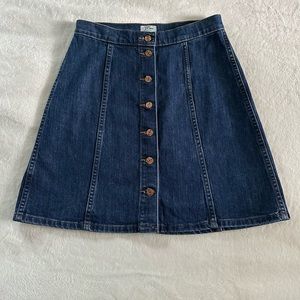 J Crew Denim Indigo High Waist Skirt Button Front Size 29 8